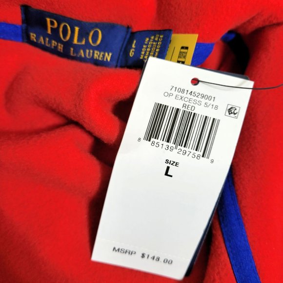 Polo Ralph Lauren Polar Tech Fleece 1/2 Button Knit Pullover polartec Red Blue - Picture 8 of 10